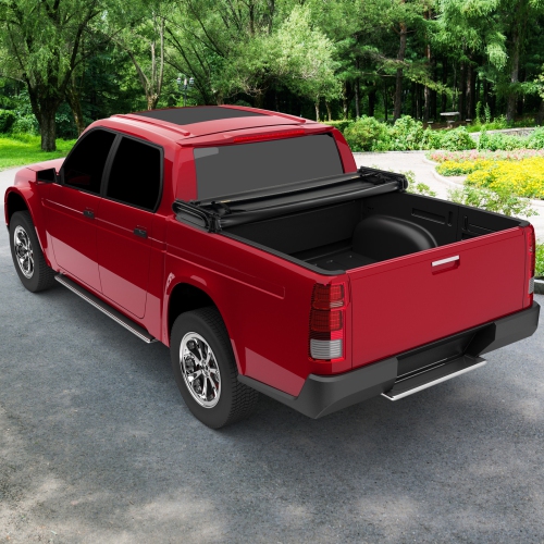 Costway 5.8Ft Soft 4-Fold Tonneau Cover for 14-23 Chevy GMC Silverado Sierra 1500