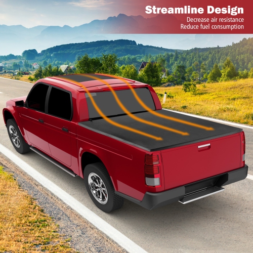 Costway 5.8Ft Soft 4-Fold Tonneau Cover for 14-23 Chevy GMC Silverado Sierra 1500