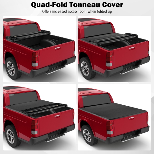 Costway 5.8Ft Soft 4-Fold Tonneau Cover for 14-23 Chevy GMC Silverado Sierra 1500