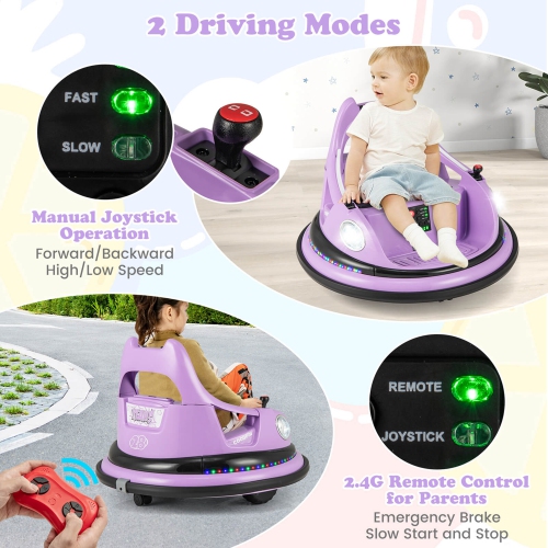 Costway 12V Kids Electric Ride On Bumper Car Battery Powered Bumper Car with Remote Control