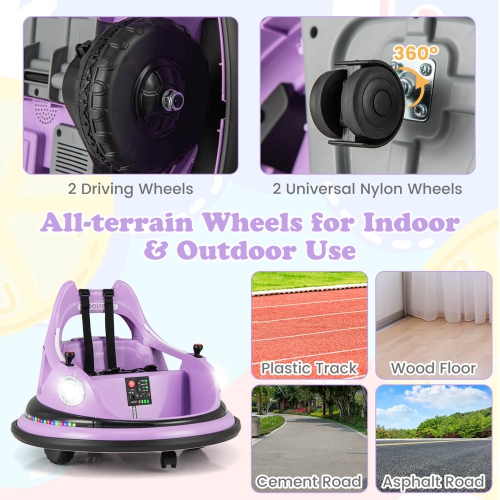 Costway 12V Kids Electric Ride On Bumper Car Battery Powered Bumper Car with Remote Control