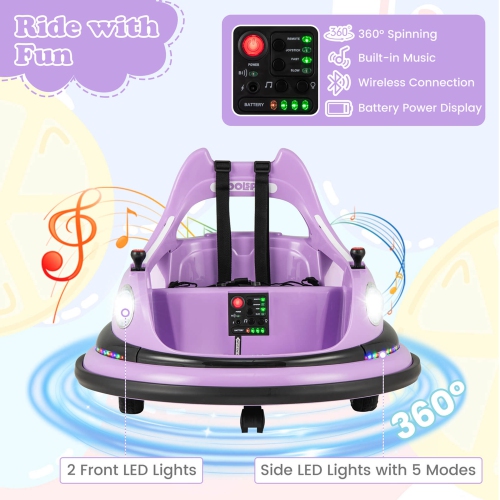 Costway 12V Kids Electric Ride On Bumper Car Battery Powered Bumper Car with Remote Control