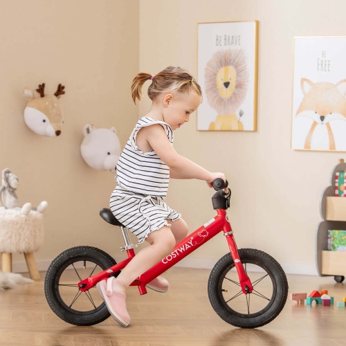 Costway 12 Inch Toddler Balance Bike No Pedal Training Bicycle with Inflatable Rubber Tires