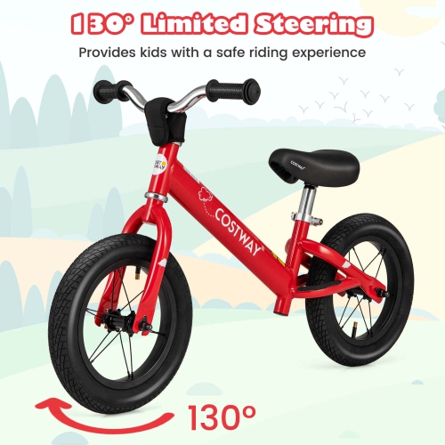 Costway 12 Inch Toddler Balance Bike No Pedal Training Bicycle with Inflatable Rubber Tires