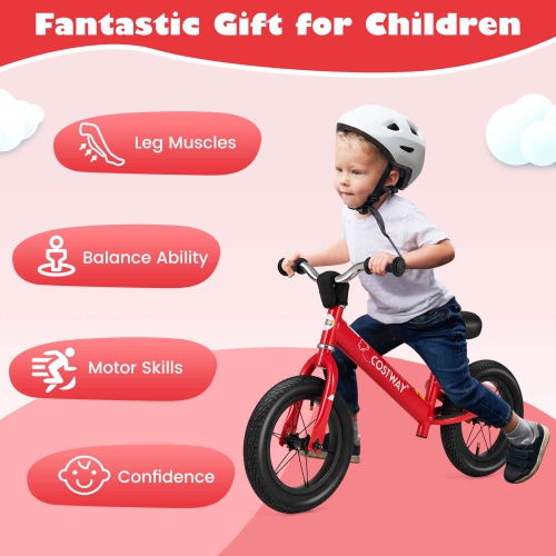 Costway 12 Inch Toddler Balance Bike No Pedal Training Bicycle with Inflatable Rubber Tires