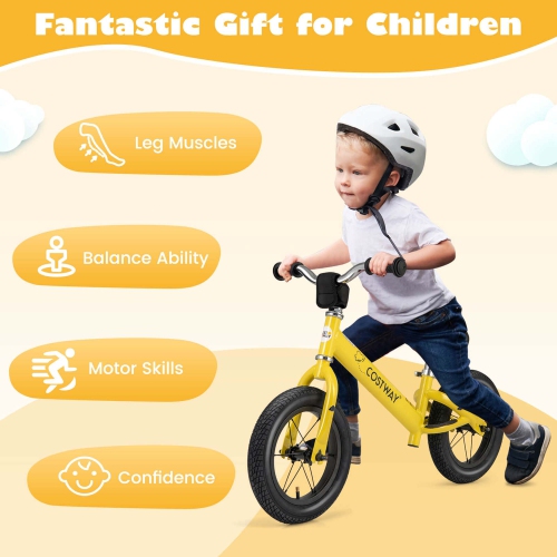 Costway 12 Inch Toddler Balance Bike No Pedal Training Bicycle with Inflatable Rubber Tires