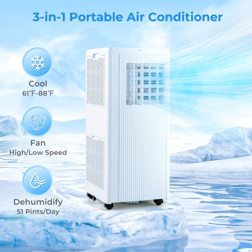 Costway 7100 BTU Portable Air Conditioner 3-in-1 10000 BTU AC Unit with Dehumidifier & Cool &Fan