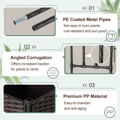 Costway 6.6 FT Tall Metal Garden Arbor with 2 Raised Garden Planters Arch Trellis Outdoor