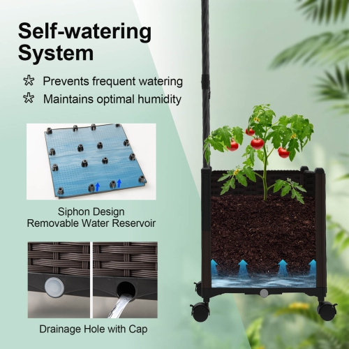 Costway 6.6 FT Tall Metal Garden Arbor with 2 Raised Garden Planters Arch Trellis Outdoor