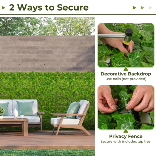 Costway 120" x 40" Artificial Ivy Privacy Fence Indoor Outdoor Green Leaves Wall Roll