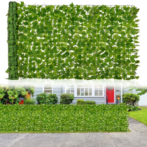 Costway 120" x 40" Artificial Ivy Privacy Fence Indoor Outdoor Green Leaves Wall Roll