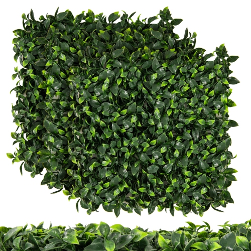 COSTWAY  12 PCs Faux Topiary Gardenia Shrub Grass Panels With Insertable Branches 20" X 20"