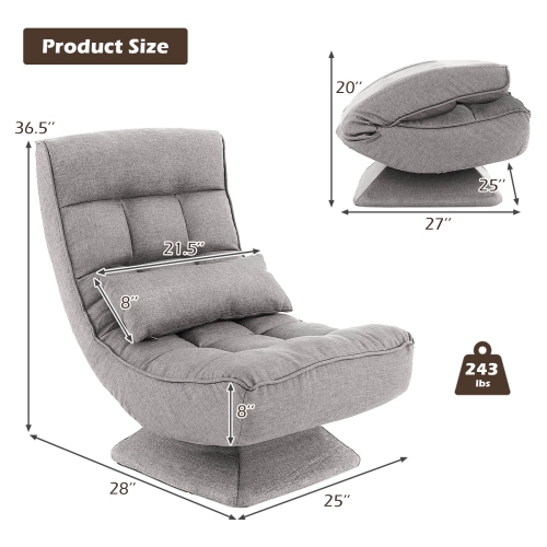 Fauteuil de plancher pivotant à 360° à 5 niveaux avec coussin de massage de Costway