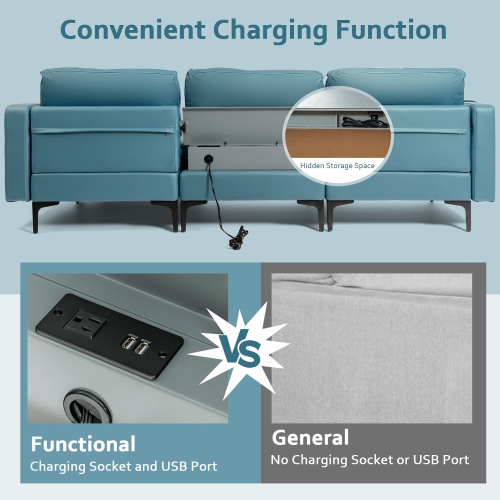 Costway Modular L-shaped Sectional Sofa w/ Reversible Chaise & 2 USB Ports