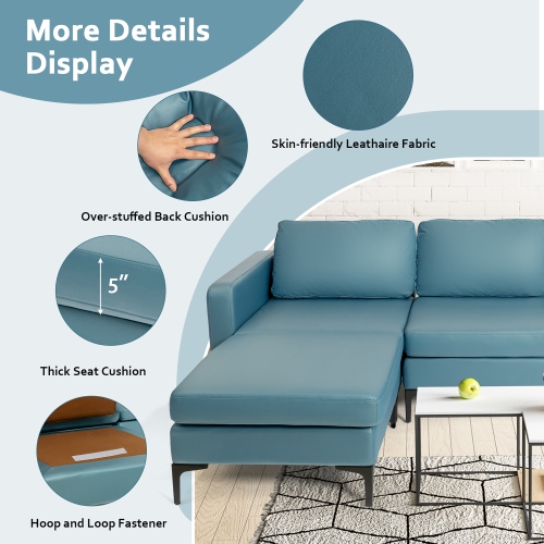 Costway Modular L-shaped Sectional Sofa w/ Reversible Chaise & 2 USB Ports