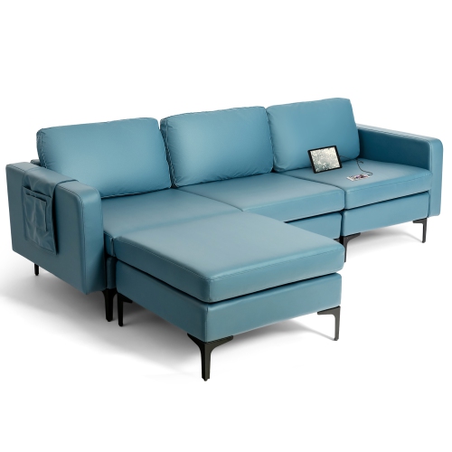 Costway Modular L-shaped Sectional Sofa w/ Reversible Chaise & 2 USB Ports