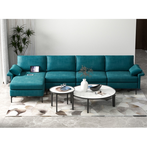 Sofa modulaire moderne en L avec chaise réversible et 2 ports USB de Costway