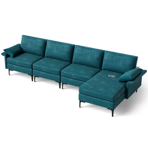 Sofa modulaire moderne en L avec chaise réversible et 2 ports USB de Costway