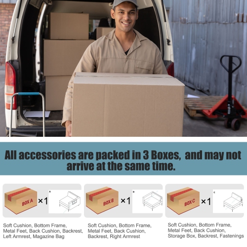 Costway Modular 3-Seat Sofa Couch w/ Socket USB Ports & Side Storage Pocket