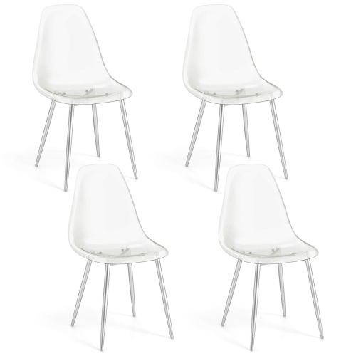COSTWAY  Dining Chair Set Of 4 With Heavy-Duty Electroplated Metal Legs Curved Back Armless