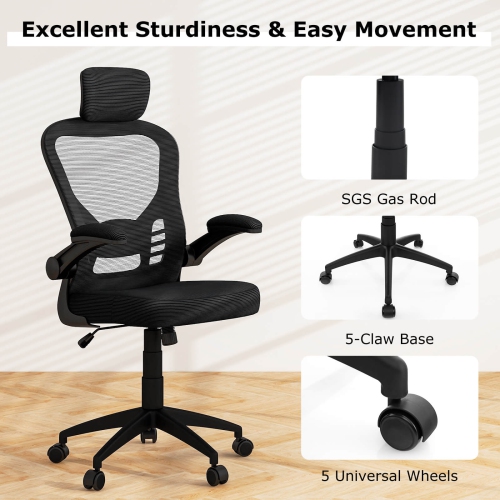 Costway Ergonomic Mesh Office Chair Executive Chair with Adjustable Height Black