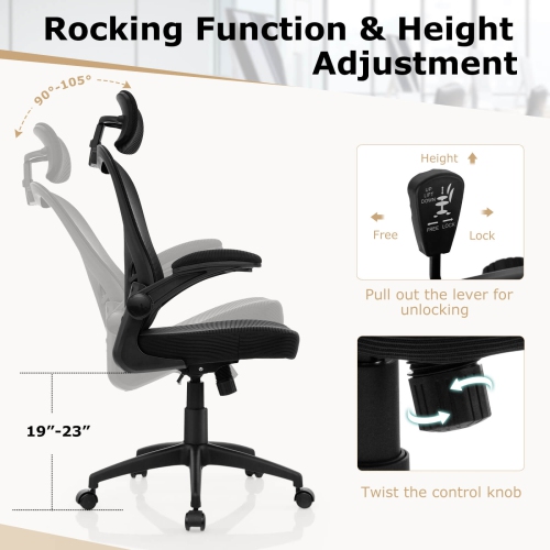 Costway Ergonomic Mesh Office Chair Executive Chair with Adjustable Height Black