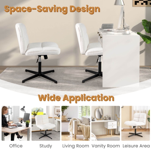 Costway Armless Office Desk Chair with Adjustable Height 360° Rotation Soft Faux Fabric Study