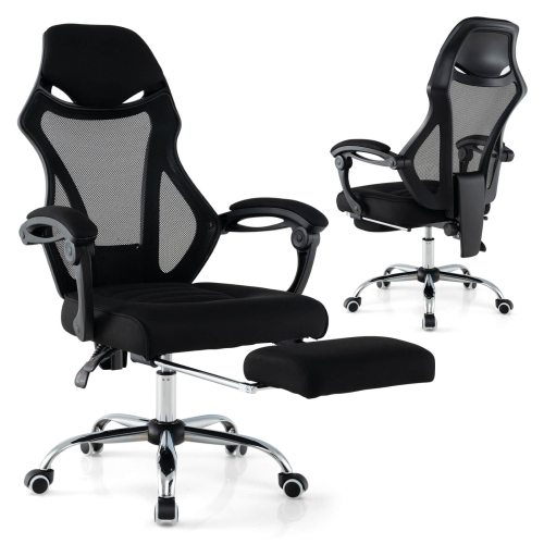 Costway Ergonomic Mesh Office Chair with Footrest Height-Adjustable & Tilting Backrest