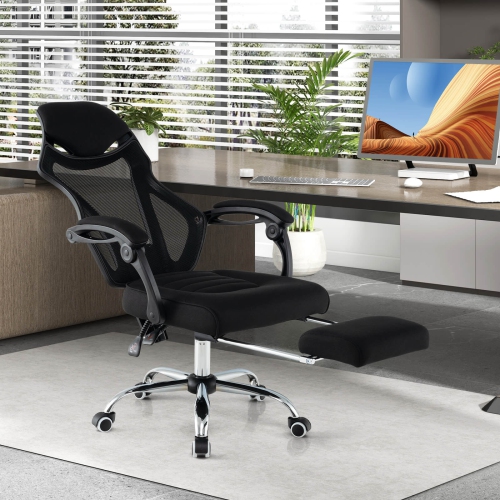 Costway Ergonomic Mesh Office Chair with Footrest Height-Adjustable & Tilting Backrest