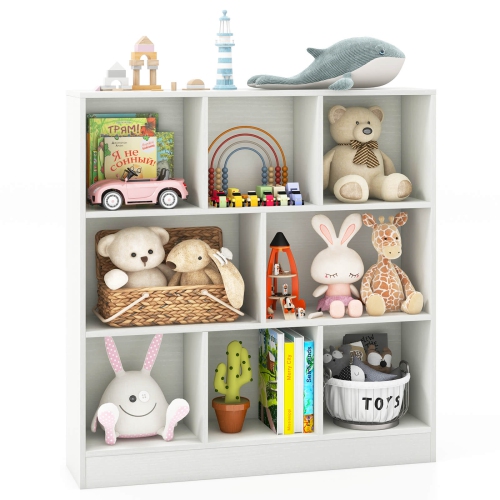 Bibliothèque à 8 cubes de Costway pour enfants rangement de jouets en bois de 41 po pour chambre d'enfant