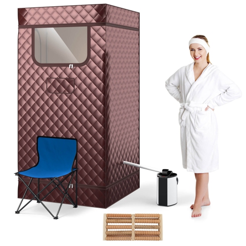 Image 1 of 10.. Costway Portable Steam Sauna for Home Full Body Sauna Box with 3L Steam Generator