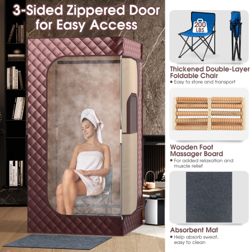 Sauna portatif à vapeur de Costway pour sauna tout le corps à la maison avec générateur à vapeur 3&nbsp;L