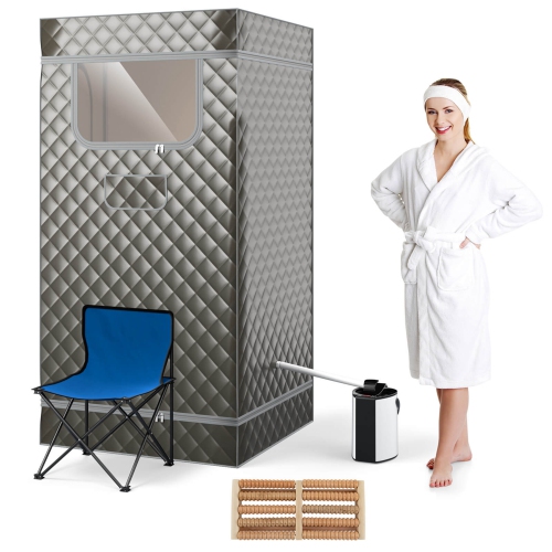 Image 1 of 10.. Costway Portable Steam Sauna for Home Full Body Sauna Box with 3L Steam Generator