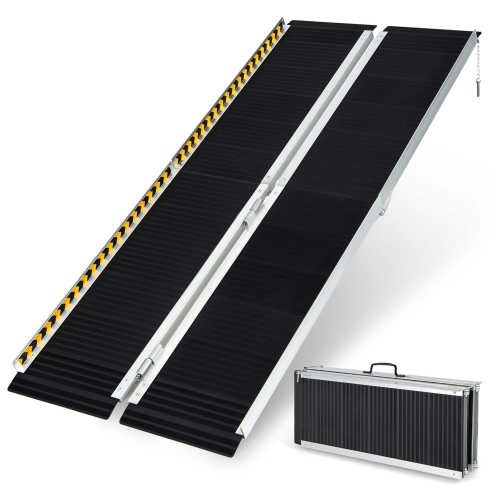 Costway Portable Aluminum Wheelchair Ramp 6 FT with Transition Plate & Non-slip Surface