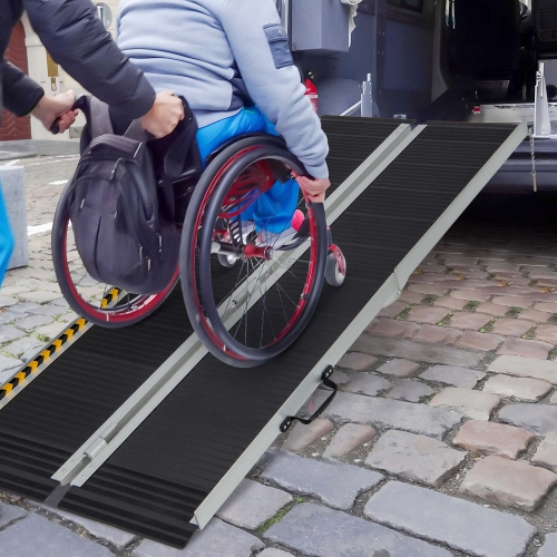 Costway Portable Aluminum Wheelchair Ramp 6 FT with Transition Plate & Non-slip Surface
