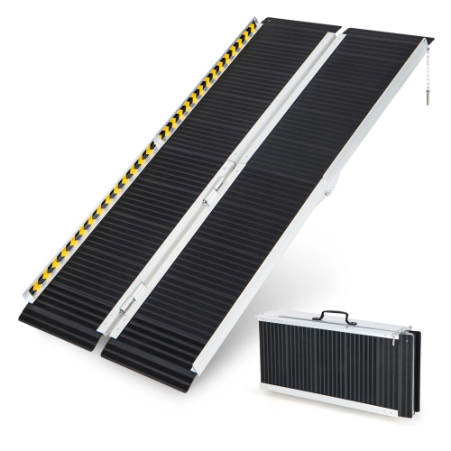 Costway Portable Aluminum Wheelchair Ramp 5 FT with Transition Plate & Non-slip Surface