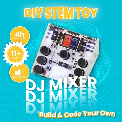 CircuitMess Jay-D - DJ Mixtable Kit, Learn Electronics and Coding STEM Building Toy, Music Education Kit, Solder kit, Science kit for Ages 11 Years