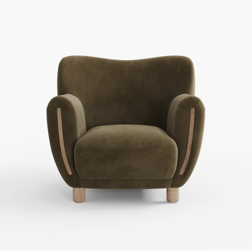 Valencia Emerald Velvet Fabric Accent Chair, Olive Green