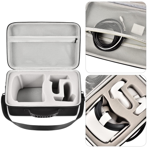 Hard Carrying Case For Meta, Oculus Quest 2 All-In-One Vr Gaming Headset - Touch Controllers, Portable Travel Cover Storage Bag With Silicone Face