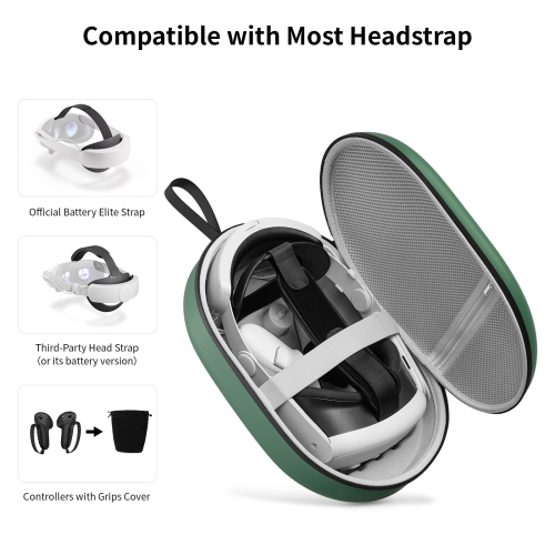 Carrying Case for Meta Quest 3/Quest 2/Vision Pro, Compatible with Battery Elite Strap, Controllers and Other Accessories, Hard Shell Case,