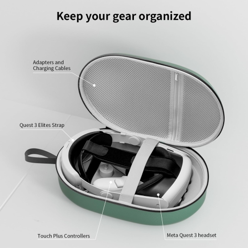 Carrying Case for Meta Quest 3/Quest 2/Vision Pro, Compatible with Battery Elite Strap, Controllers and Other Accessories, Hard Shell Case,