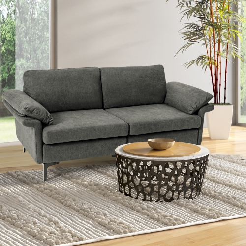 Costway Modern Loveseat Fabric 2-Seat Sofa Couch for Small Space w/ Metal Legs