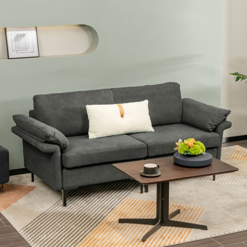 Costway Modern Loveseat Fabric 2-Seat Sofa Couch for Small Space w/ Metal Legs