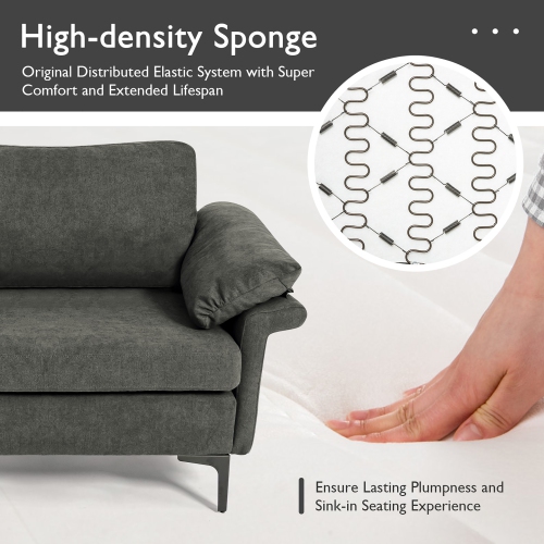 Costway Modern Loveseat Fabric 2-Seat Sofa Couch for Small Space w/ Metal Legs