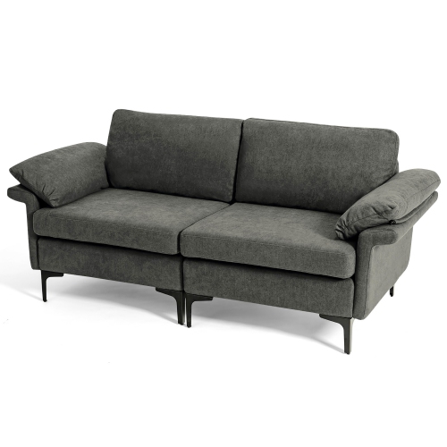 Costway Modern Loveseat Fabric 2-Seat Sofa Couch for Small Space w/ Metal Legs