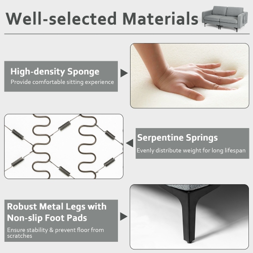 Causeuse moderne en lin, canapé à 2 sièges avec pochette de rangement latérale de Costway