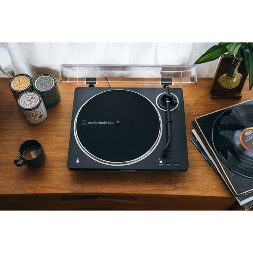 Image 8 of 9.. Audio-Technica AT-LP70XBT-BS Belt Drive Turntable - Black/Silver