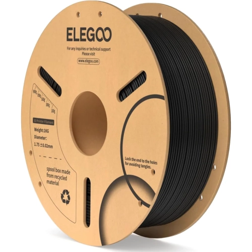 PLA Filament 1.75mm Black 1KG - Dimensional Accuracy +/- 0.02mm, Cardboard Spool, Fits Most FDM 3D Printers