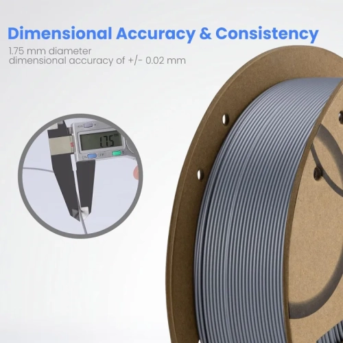PLA Filament 1.75mm Black 1KG - Dimensional Accuracy +/- 0.02mm, Cardboard Spool, Fits Most FDM 3D Printers