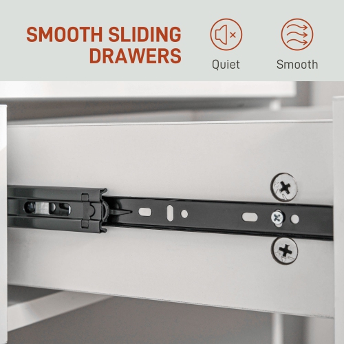 HOMCOM Vanity Desk with Mirror and Lights, Makeup Vanity with Stool and 2 Drawers, 10 LED Bulbs Dressing Table for Bedroom, White